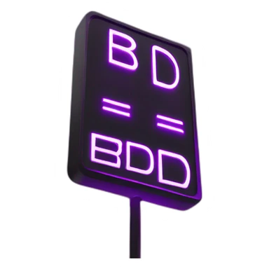 Purple and black vertical led night club sign that says B.C.D. sticker