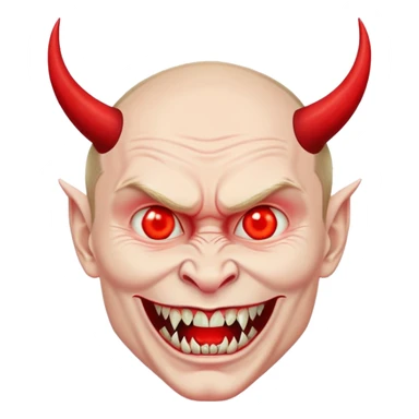 Putin as a devil with sharp fangs, pointed tail, glowing eyes sticker