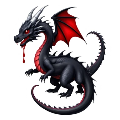 Black dragon with one tail with blood drips sticker