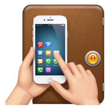 Movimiento de mano como si tocará la puerta y la puerta es la pantalla del celular sticker