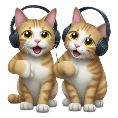 two cats listening to music sticker