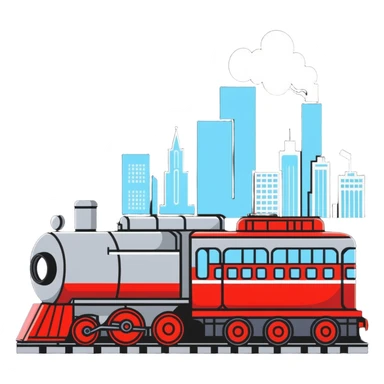 A cartoon locomotive train drinking vodka, with Moscow skyline in background sticker