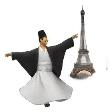 whirling dervish under eiffel tower  sticker