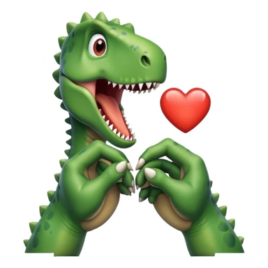 heart-shaped hands of a dinosaur sticker