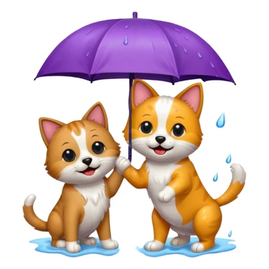 dog and cat playing in the rain sticker
