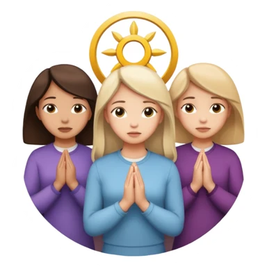 Three girls praying in a circle for good news  sticker
