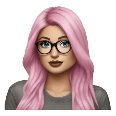 Photo Realistic kylie jenner stylish pink hair BLUE eyes and glasses posing  sticker