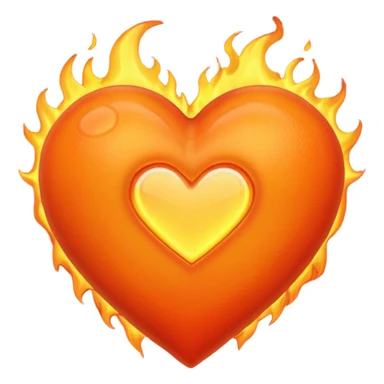 Corazón Naranja con un fuego  sticker