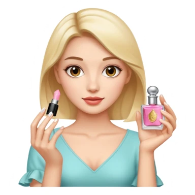 Full body pretty woman holding mini perfume sticker