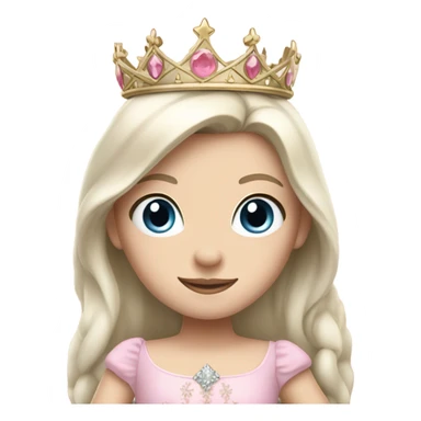 Princess- pale skin- Long dark hair- crown- light pink dress sticker