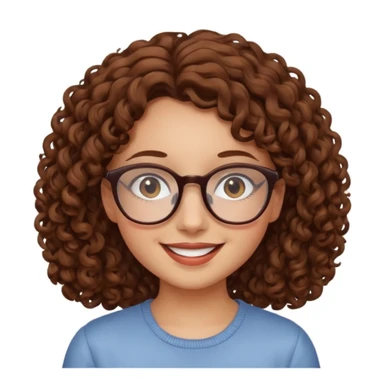 Rapariga, com óculos, cabelo castanho, aos caracóis, comprido sticker