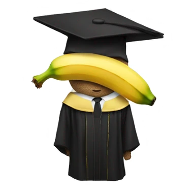A banana dressed in a graduation robe sticker