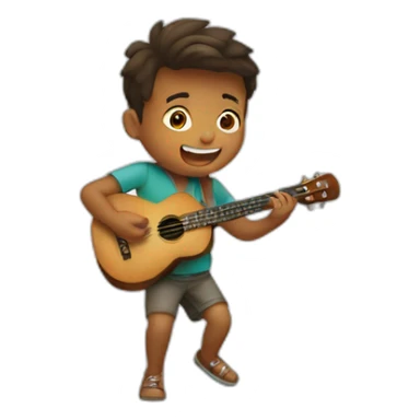 kid playing ukulele sticker