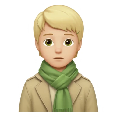 Blonde boy with light green scarf and biege jacket sticker