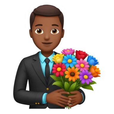 Black Male hand give a bogue of flowers sticker