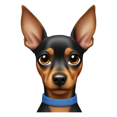 Miniature Pinscher wearing a blue shir sticker