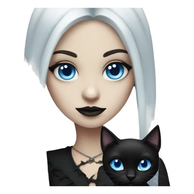 goth girl with blue eyes and black cat sticker