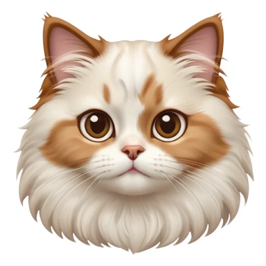 cinematic-adorable-big-eyed-fluffy-white brown-ragdoll-cat-portrait-emoji,-head-tilted-playfully-with-a-sweet-expression,-fluffy-white brown-fur,-simplified-yet-irresistibly-cute-features-with-large,-expression, solid ginger persian cat, chest vicible sticker