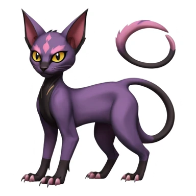 Black edgy Noivern-Noibat-Purloin-Sphynx-Lykoi-Caracal-cat-Fakemon-fusion-hybrid-creature sticker