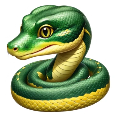 cinematic-cute-Green anaconda-portrait-emoji,-head-tilted-playfully-and-inquisitively,-with-a-sleek,-shimmering-body-adorned-with-detailed-scale-sriped patterns-and-round,-sparkling-eyes-full-of-wonder,-simplified-yet-irresistibly-adorable-features sticker