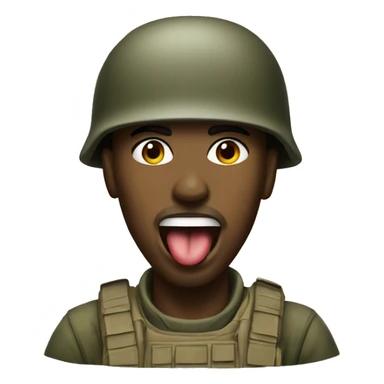 soldier shows his tongue sticker