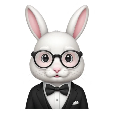 White bunny with round glasses and bow tie. sticker