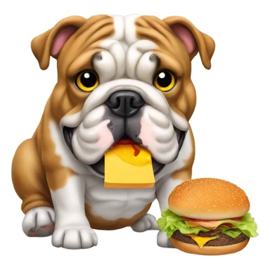 English bulldog eat burger  sticker