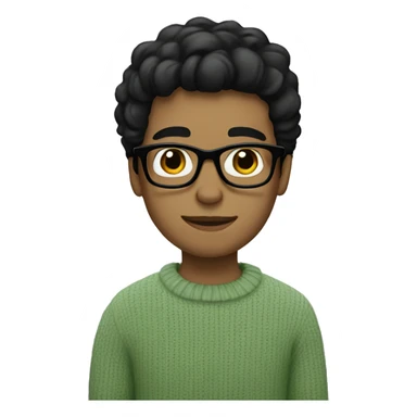 a white boy with glasses and black hair wearing soft green sweater sticker