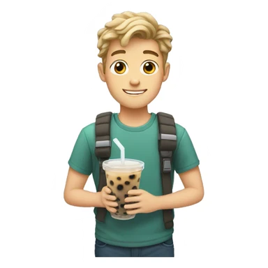 white boy with boba tea sticker