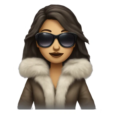 long hair brunette mob wife with fur coat and sunglasses sticker