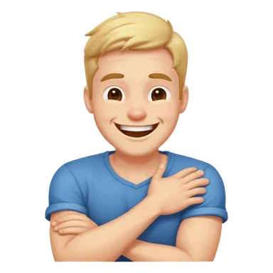 Armed crossed holding neck laughing guy sticker