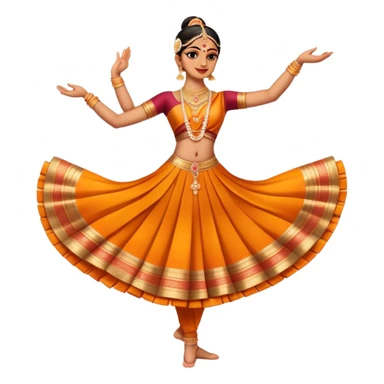 cinematic-realistic-bharatanatyam-dance-emoji,-depicted-as-an-elegant-classical-indian-dance-performance-with-graceful-poses,-intricate-costumes,-and-expressive-hand-gestures,-rendered-with-rich-textures-and-warm-dramatic-lighting, single dancer full body  sticker