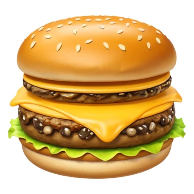 mushroom burger object icon, sauteed mushrooms, beef patty, melted cheese, sesame bun, 3D cartoon, mobile game icon style, clean background, no text, no watermark
 sticker