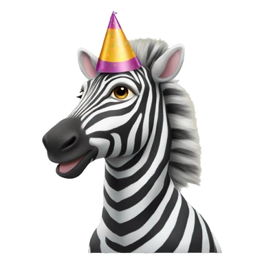 Zebra wearing birthday hat sticker
