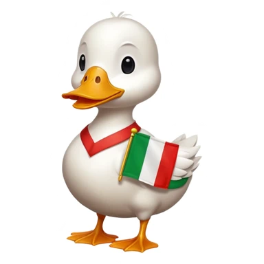 A cartoon duck wearing an Italian flag sticker