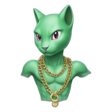 Green mewtwo wearing Gucci chain sticker