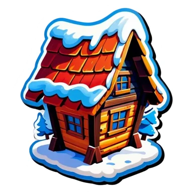 Blaue Holzhütte, im Winter sticker