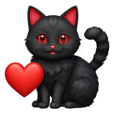 Magic cat with happy red heart with a late sticker