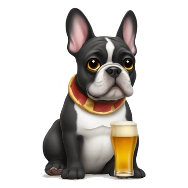 French Bulldog with a beer sticker