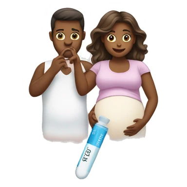 couple looking at pregnancy test sticker
