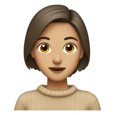 Brunette women in beige sweater sticker
