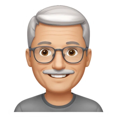 54 year old man, short shaved grey hair, full short, shaved beard stubble, glasses sticker