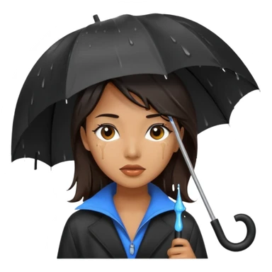 she getting wet (umbrella, dripping dark hair) sticker