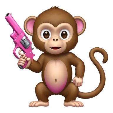A monkey holding a pink gun sticker