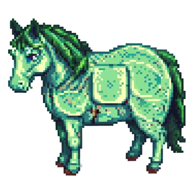 green horse pixel art chubby proportions sticker