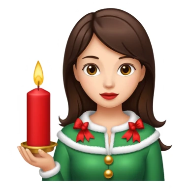brunette woman holding christmass ornamented candle sticker