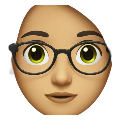 a girl with dark hair and green eyes in glasses sticker