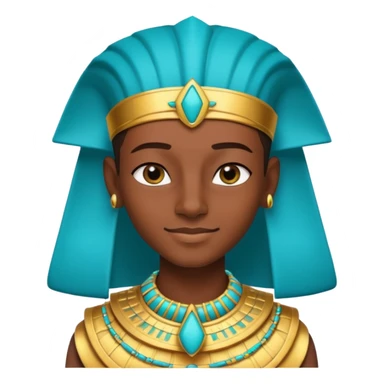 A young pharaoh with bright eyeliner, turquoise collar, and a confident proud smile.
 sticker