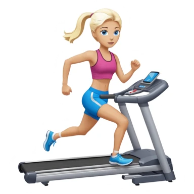 Une femme blonde yeux bleus qui cours sur un tapis de course sticker