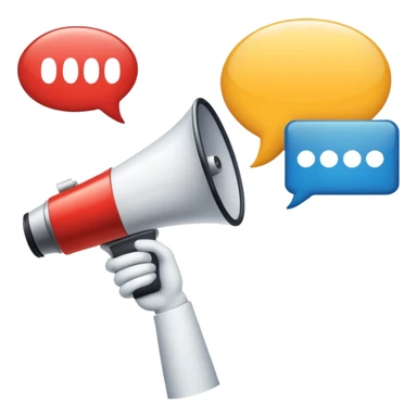 An icon featuring a megaphone, a billboard, and a handshake, symbolizing advertising and public relations. The design includes a speech bubble and media icons, representing communication and brand messaging. Transparent background highlights the influence of PR and marketing strategies. sticker